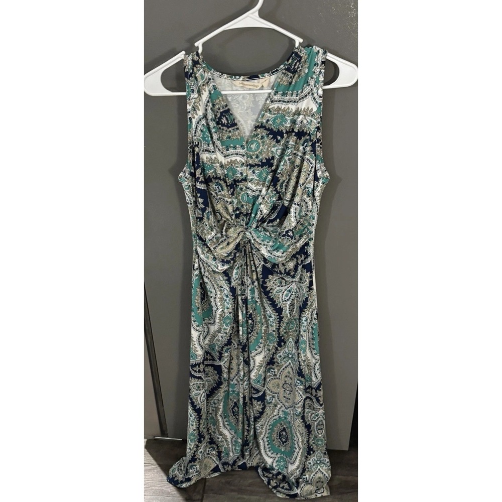 Soft Surroundings Women's Medium Maxi Dress Paisley Tropical blue teal Vacation